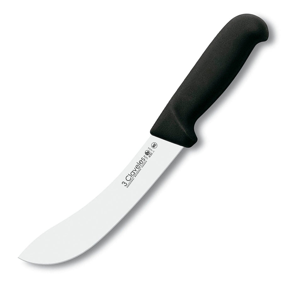 3 Claveles Proflex - Cuchillo Profesional para Despellejar Curvo 18 cm Microban. Negro