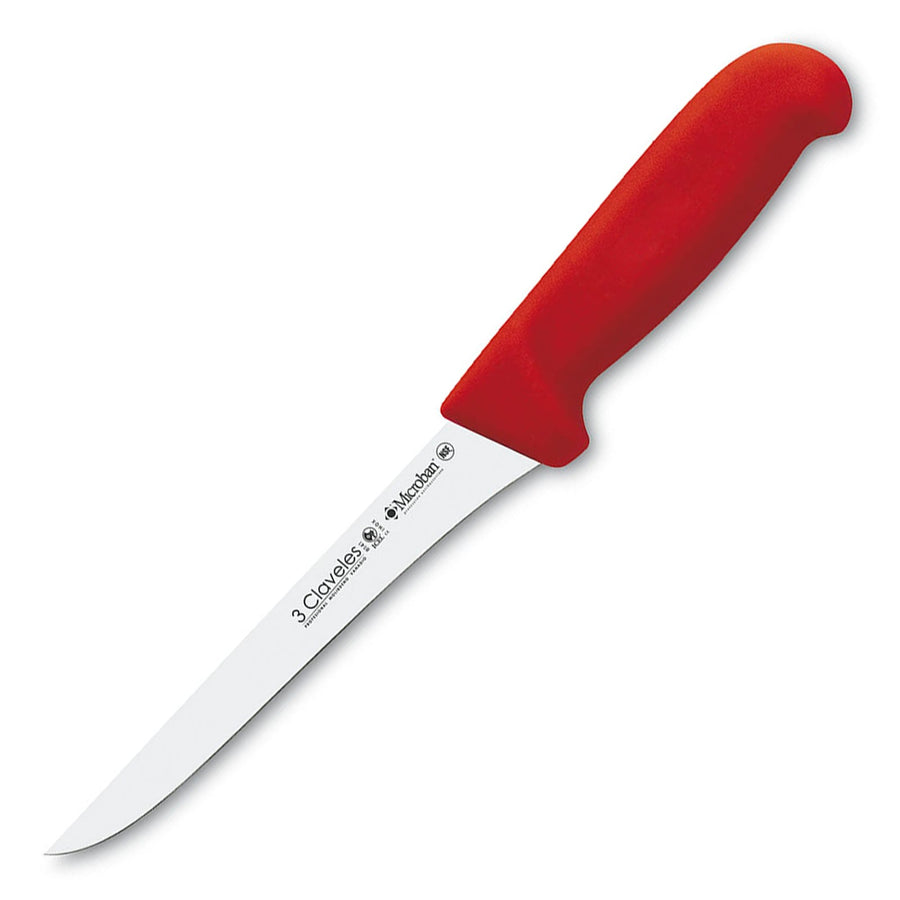 3 Claveles Proflex - Cuchillo Profesional Deshuesador 15 cm Microban. Rojo