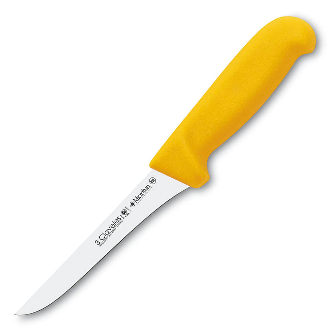 3 Claveles Proflex - Cuchillo Profesional Deshuesador 13 cm Microban. Amarillo