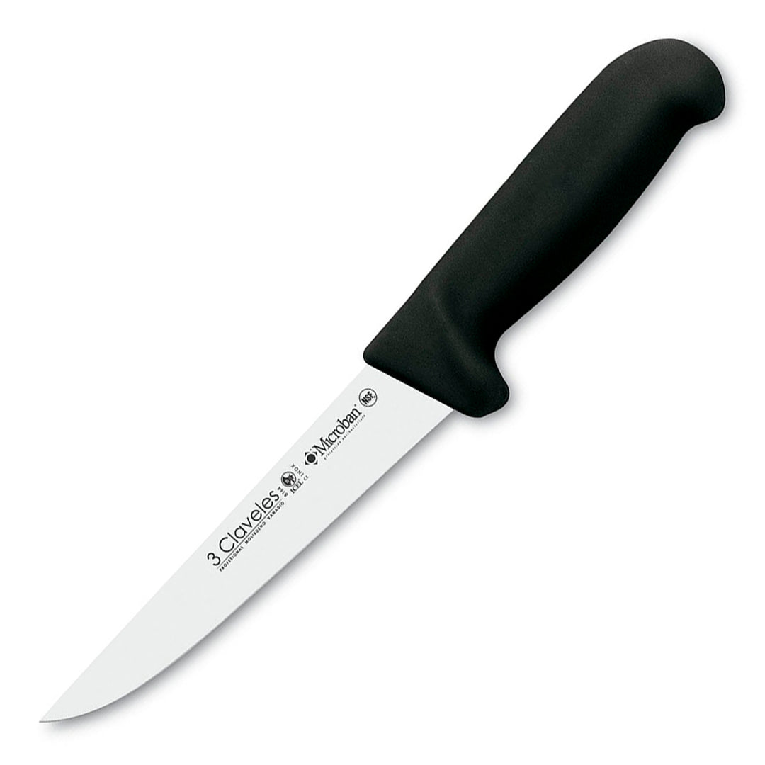 3 Claveles Proflex - Cuchillo Profesional Deshuesador Ancho 18 cm Microban. Negro