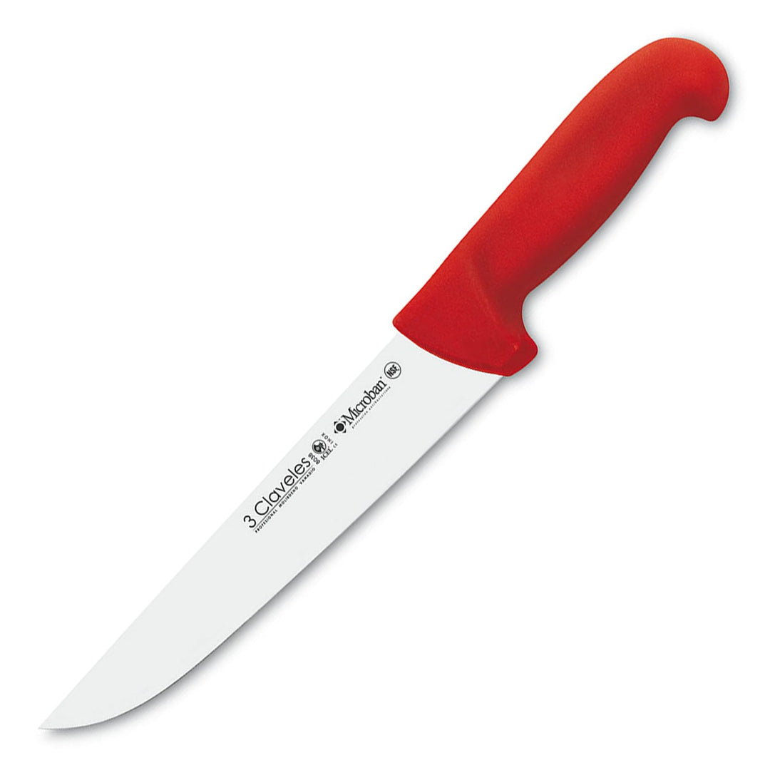 3 Claveles Proflex - Cuchillo Profesional Carnicero Ancho 24 cm Microban. Rojo