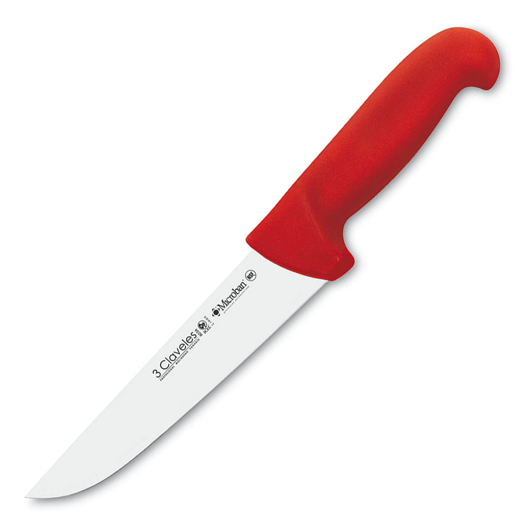 3 Claveles Proflex - Cuchillo Profesional Carnicero Ancho 18 cm Microban. Rojo