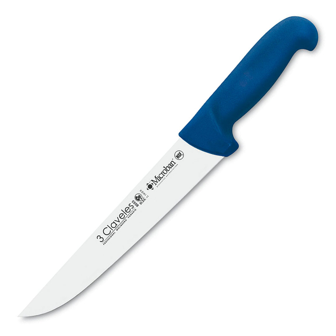 3 Claveles Proflex - Cuchillo Profesional Carnicero Ancho 26 cm Microban. Azul