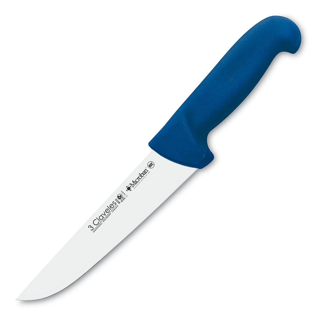 3 Claveles Proflex - Cuchillo Profesional Carnicero Ancho 18 cm Microban. Azul