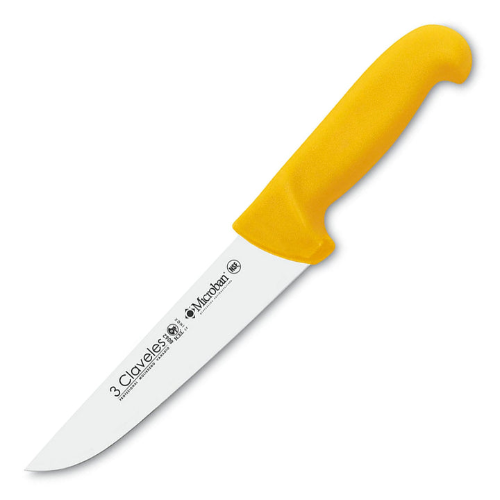 3 Claveles Proflex - Cuchillo Profesional Carnicero Ancho 20 cm Microban. Amarillo