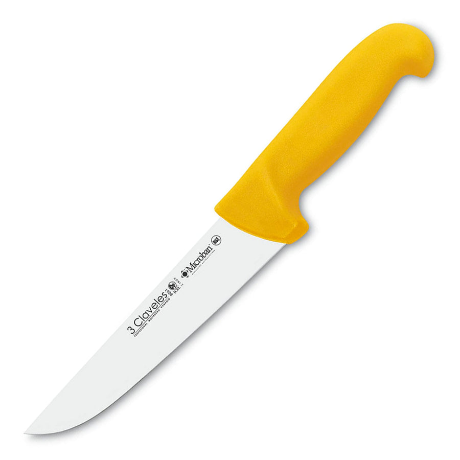 3 Claveles Proflex - Cuchillo Profesional Carnicero Ancho 18 cm Microban. Amarillo