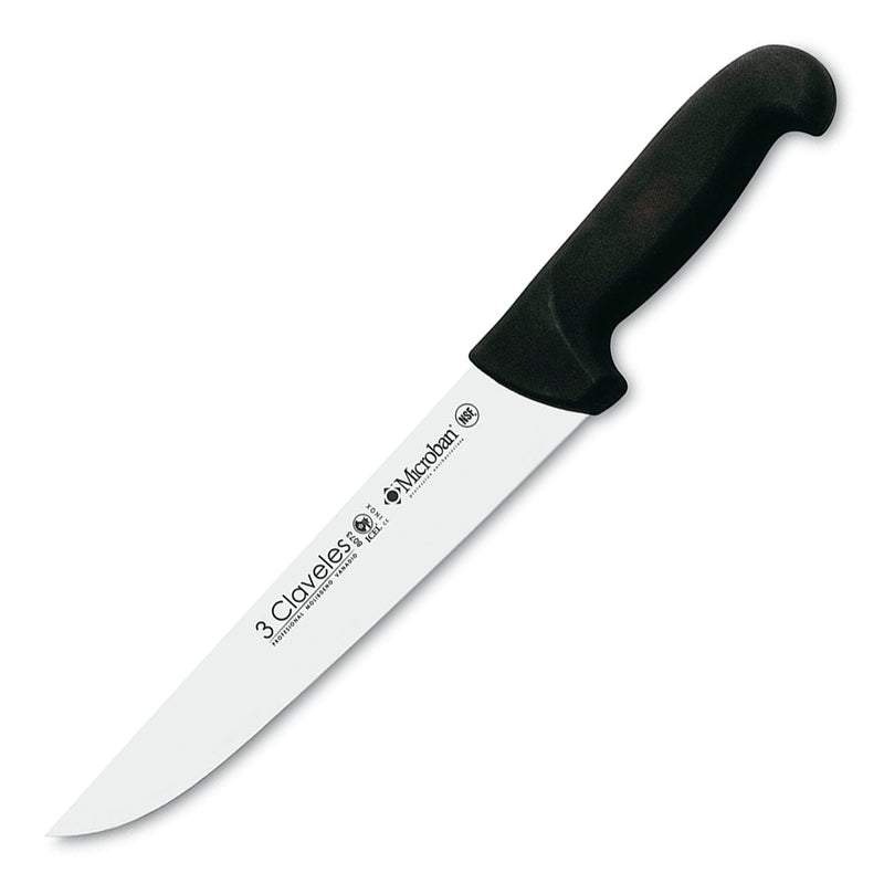 3 Claveles Proflex - Cuchillo Profesional Carnicero Ancho 26 cm Microban. Negro