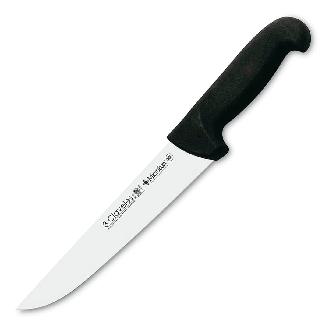 3 Claveles Proflex - Cuchillo Profesional Carnicero Ancho 24 cm Microban. Negro