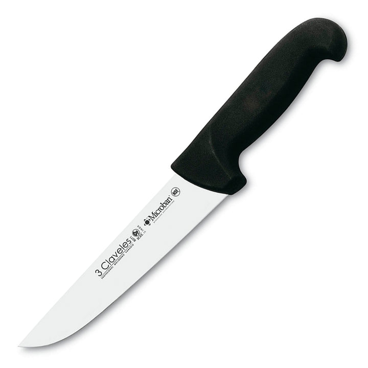 3 Claveles Proflex - Cuchillo Profesional Carnicero Ancho 20 cm Microban. Negro