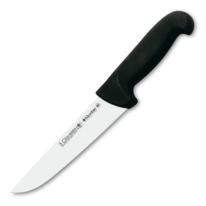 3 Claveles Proflex - Cuchillo Profesional Carnicero Ancho 18 cm Microban. Negro