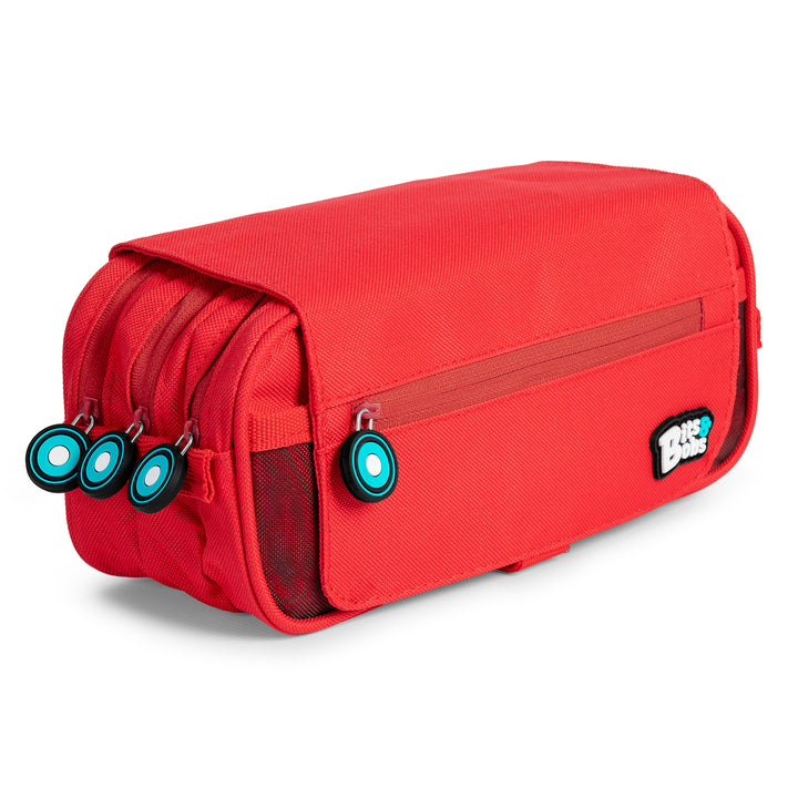 Grafoplás - Estuche Portatodo Triple con Solapa para Material Escolar. Rojo