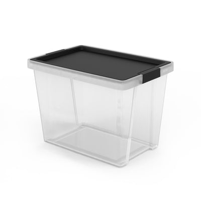 TATAY - Caja de Ordenación Multiusos 15L 100% Reciclable con Tapa Abatible. Negro