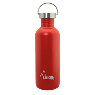 LAKEN Basic Steel Vintage - Botella de Agua 1L en Acero Inoxidable con Asa. Rojo