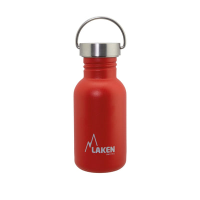 LAKEN Basic Steel Vintage - Botella de Agua 0.5L en Acero Inoxidable con Asa. Rojo