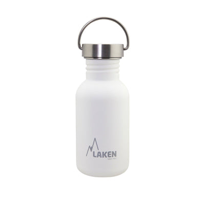 LAKEN Basic Steel Vintage - Botella de Agua 0.5L en Acero Inoxidable con Asa. Blanco
