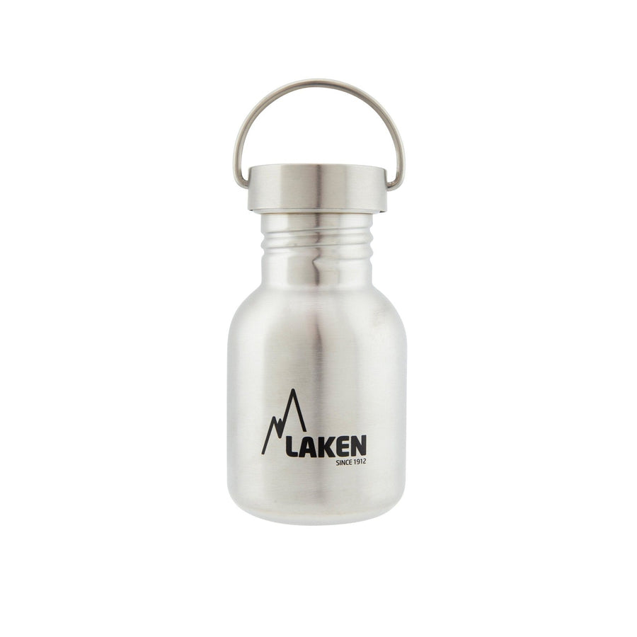 LAKEN Basic Steel Vintage - Botella de Agua 0.35L en Acero Inoxidable con Asa. Plata