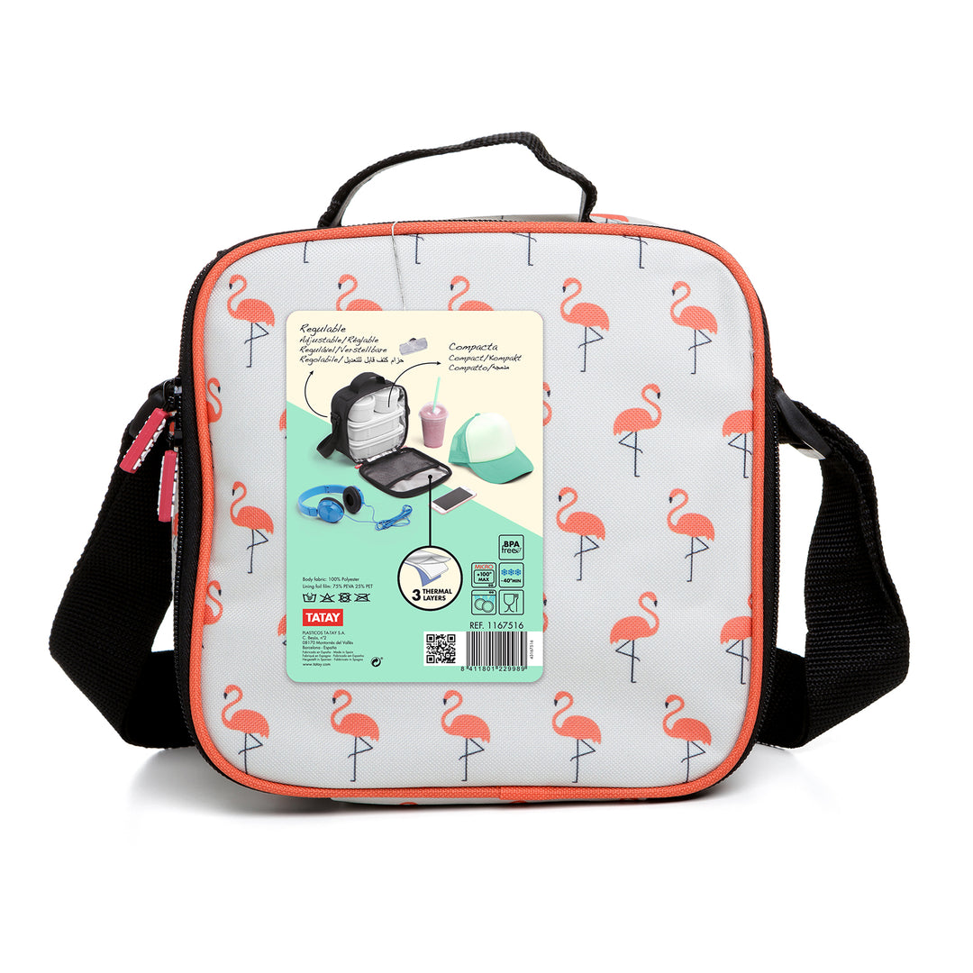 TATAY Urban Food Casual - Bolsa Térmica Porta Alimentos 3L con Recipientes, Flamingo