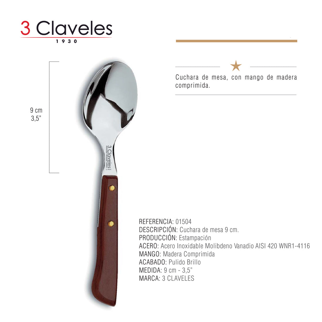 3 Claveles - Cuchara de Mesa 9 cm - Ø 10. Ref. 01504