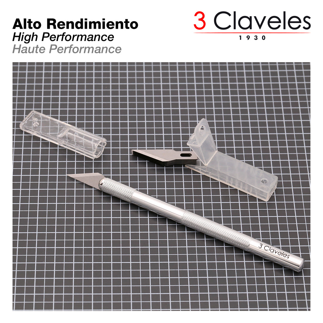 3 Claveles - Cutter Escalpelo Profesional en Aluminio para Corte de Precisión