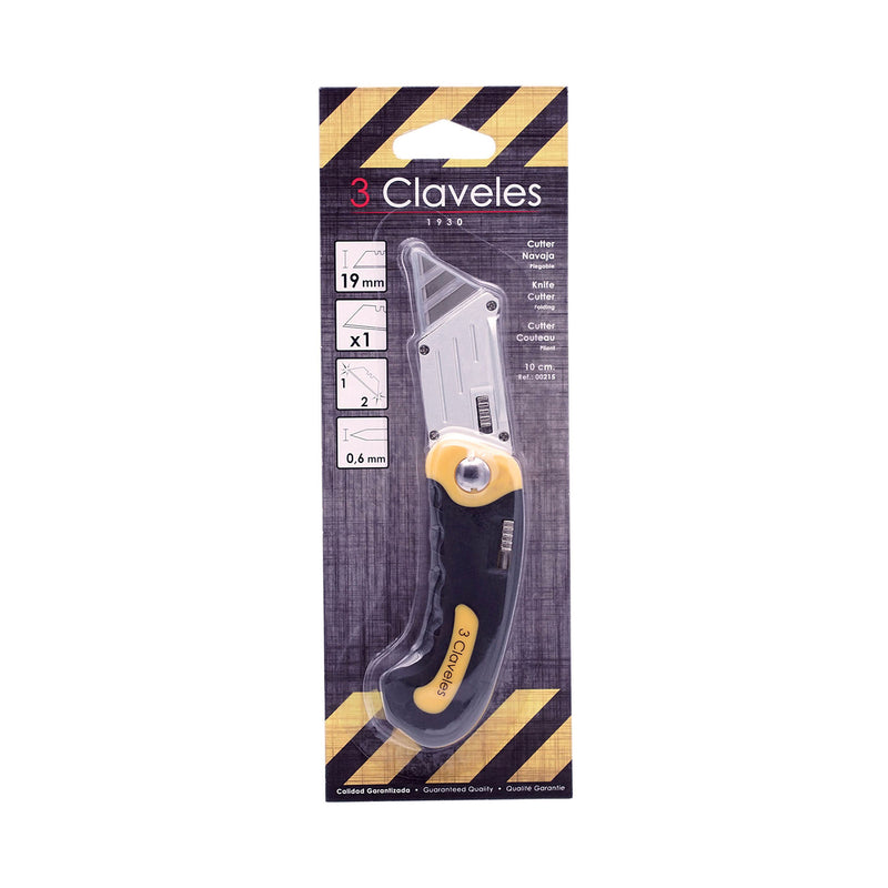 3 Claveles - Cutter Navaja Profesional Plegable de 10 cm