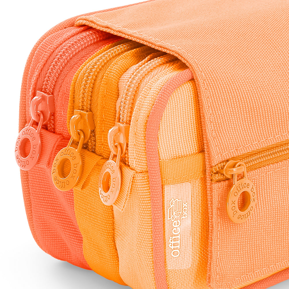 Estuche Portatodo Triple con Tres Cremalleras para Material Escolar Blush Pastel Naranja