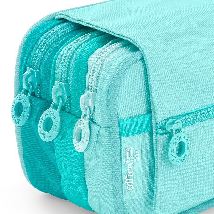 Estuche Portatodo Triple con Tres Cremalleras para Material Escolar Blush Pastel Verde