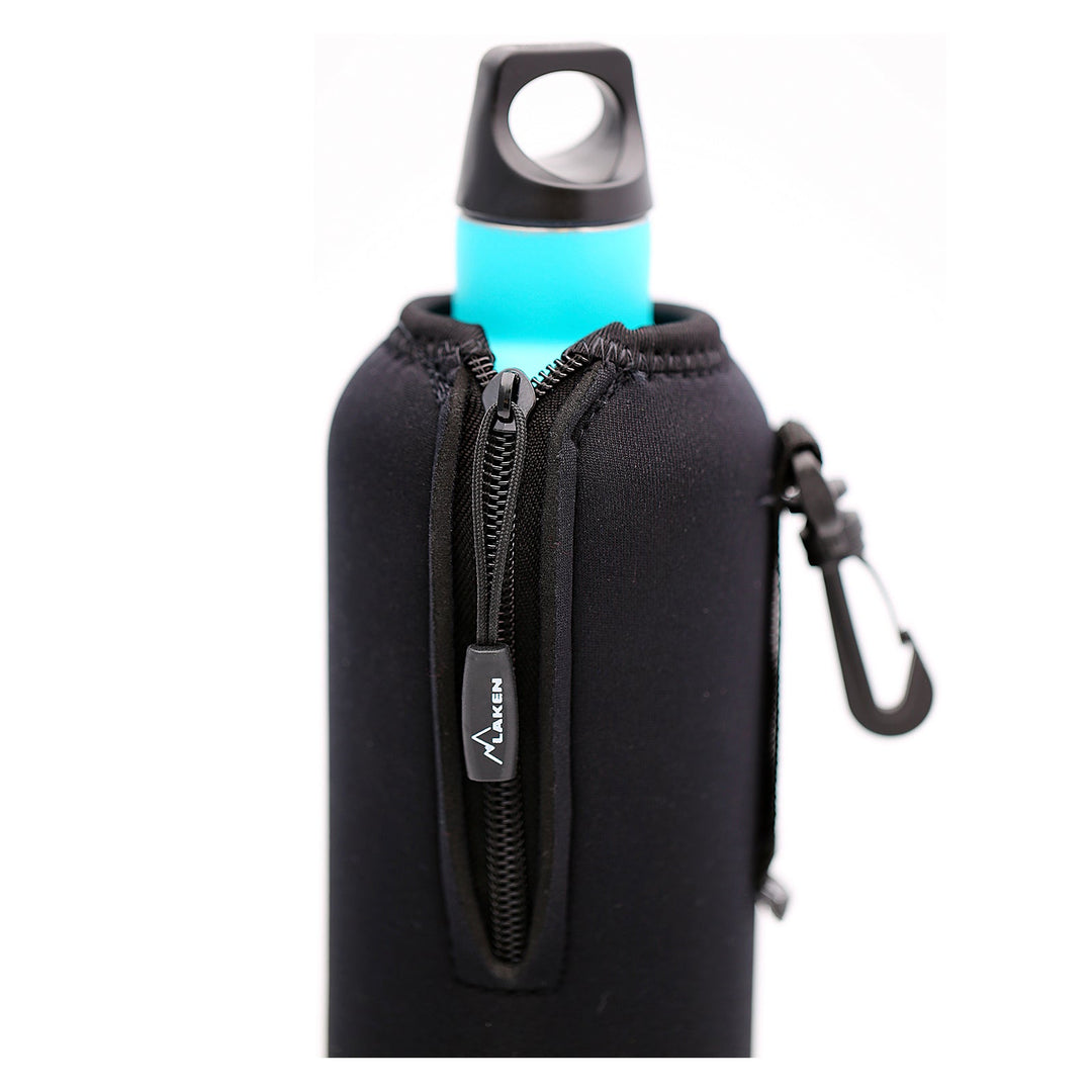 LAKEN - Funda de Neopreno para Botellas de 0.6L con Mosquetón y Trabilla. Rojo