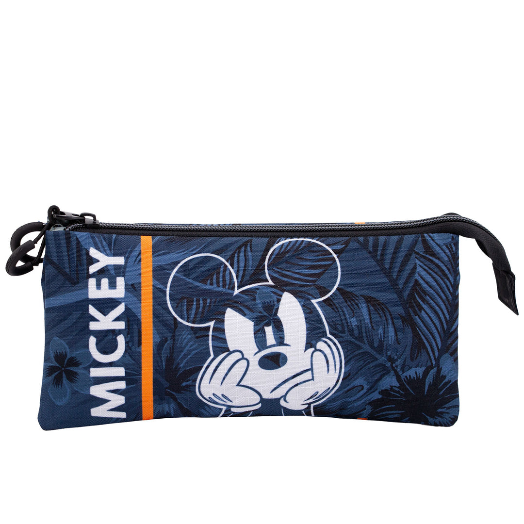 DISNEY Mickey Mouse - Estuche Escolar Triple Portatodo con 2 Cremalleras. Azul