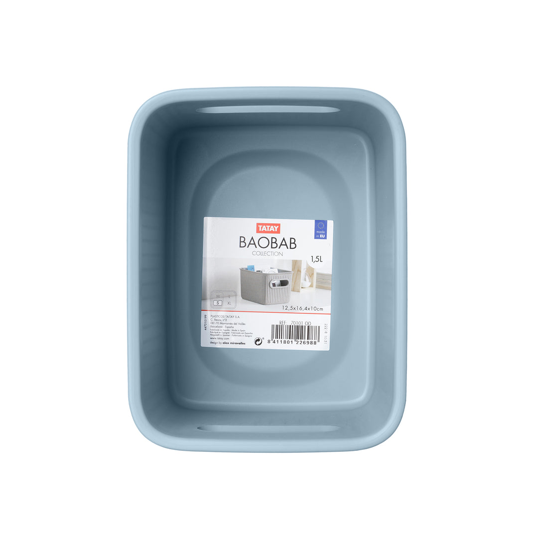 TATAY Baobab - Caja Organizadora Rectangular 1.5L Plástico PP05. Azul Mist