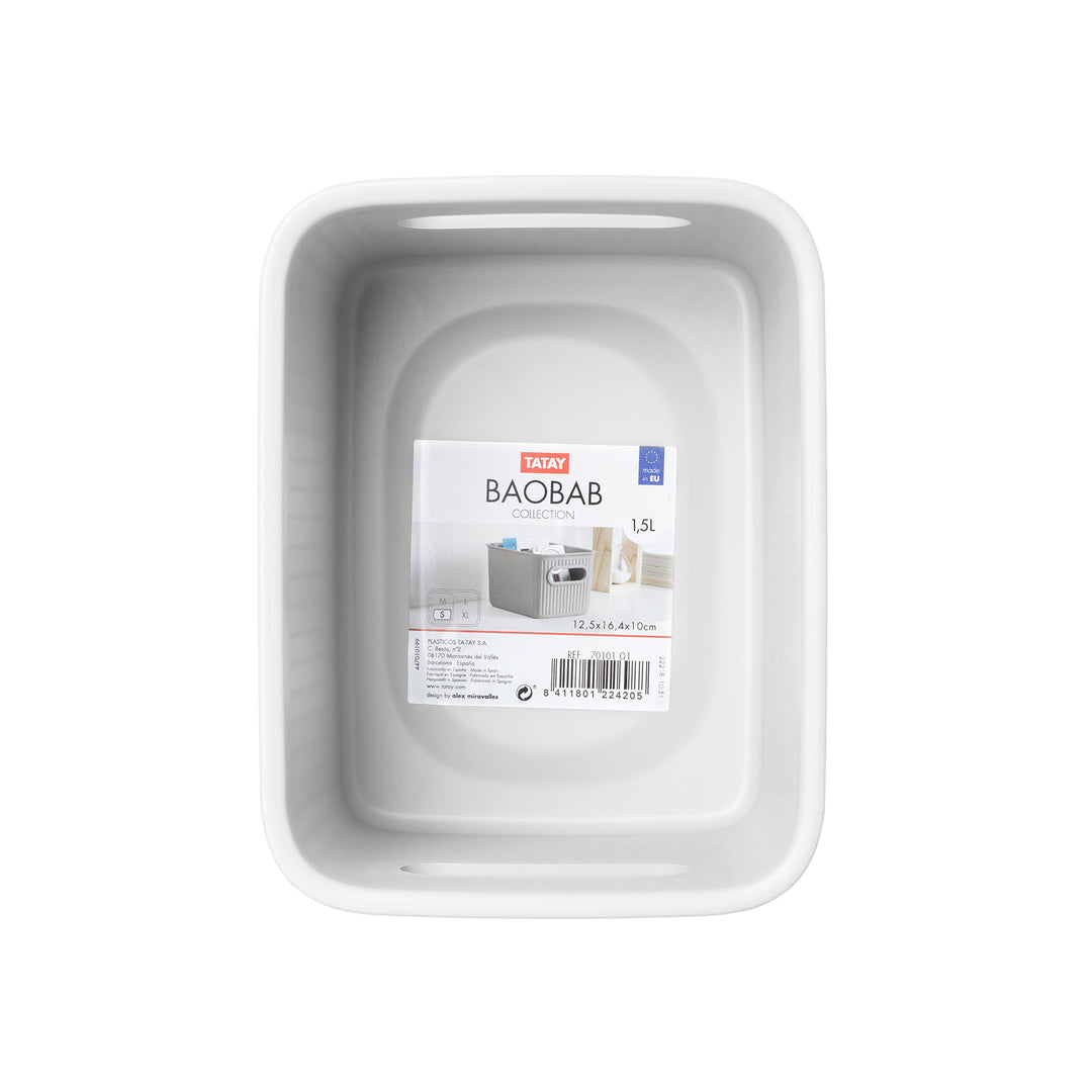 TATAY Baobab - Caja Organizadora Rectangular 1.5L Plástico PP05. Blanco Pergamon