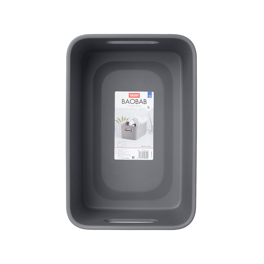 TATAY Baobab - Caja Organizadora Rectangular 5L Plástico PP05. Gris Antracita