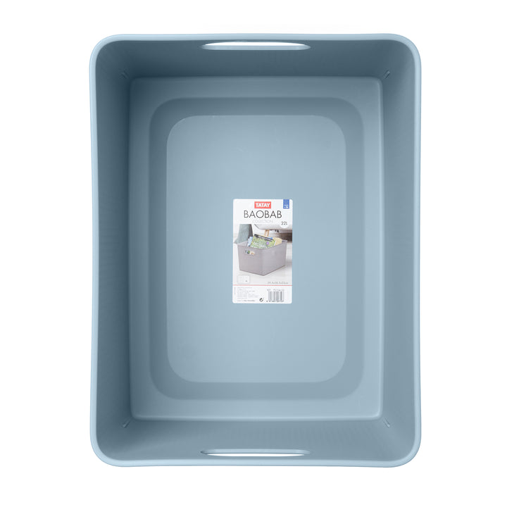 TATAY Baobab - Caja Organizadora Rectangular 22L Plástico PP05. Azul Mist