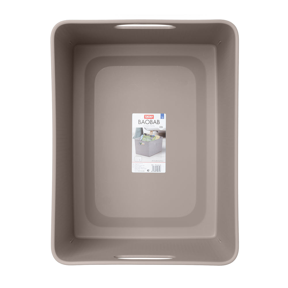 TATAY Baobab - Caja Organizadora Rectangular 22L Plástico PP05. Taupe