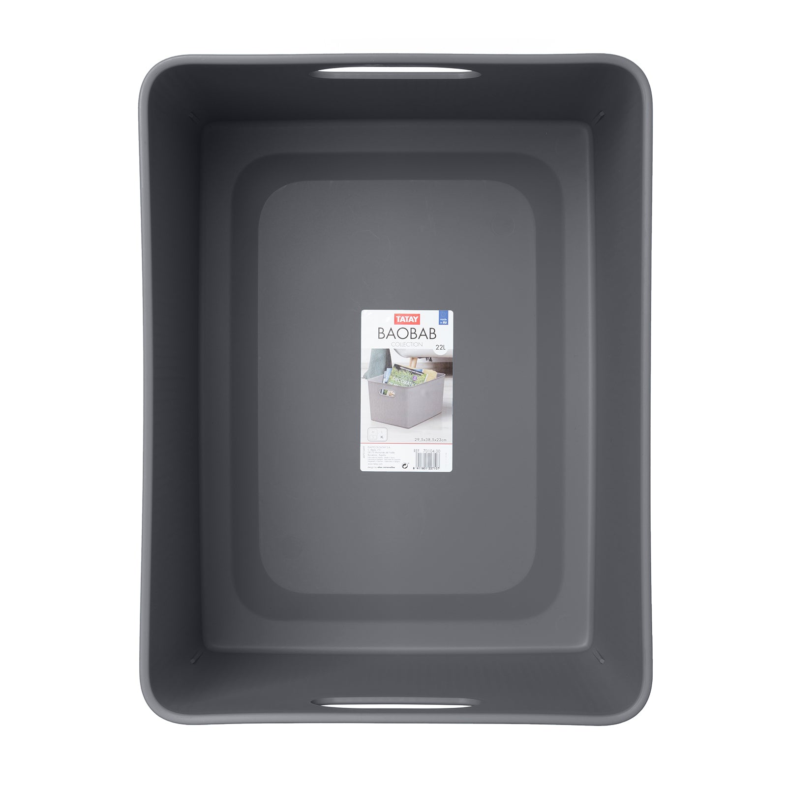 TATAY Baobab - Caja Organizadora Rectangular 22L Plástico PP05. Gris Antracita