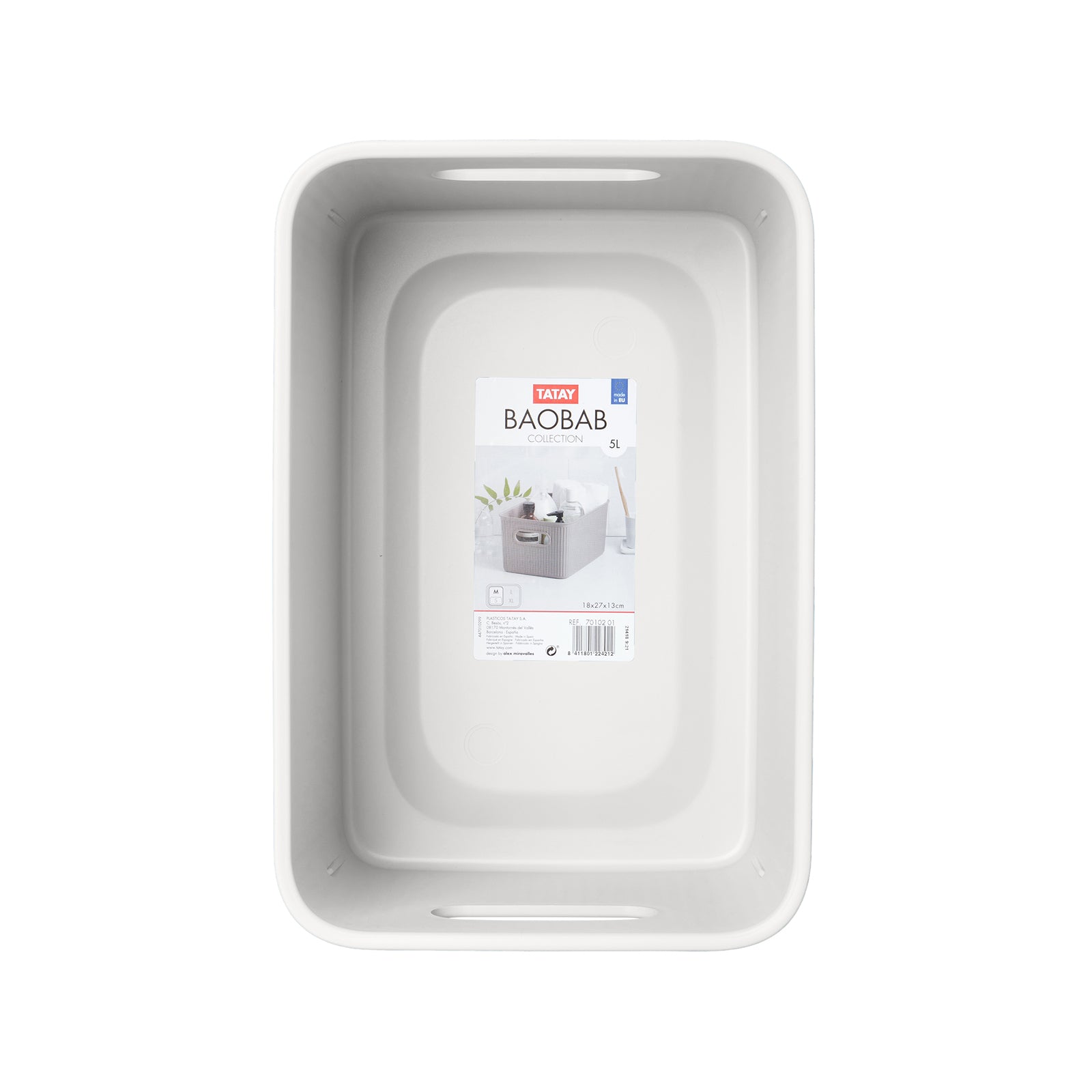 TATAY Baobab - Caja Organizadora Rectangular 5L Plástico PP05. Blanco Pergamon