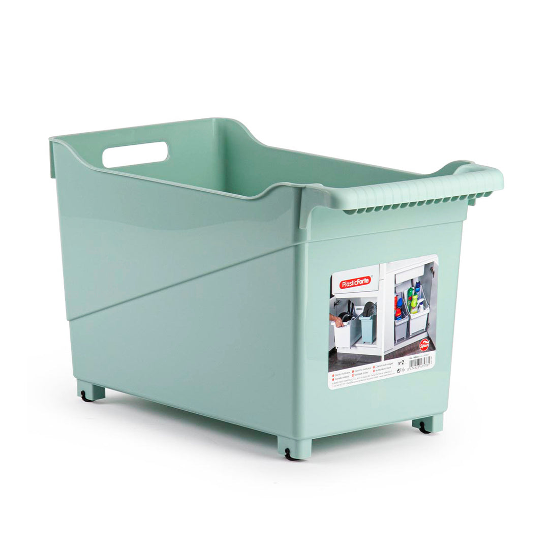 Plastic Forte - Cesta Organizadora con Ruedas Nº 2. Ideal Bajo Fregadero. Verde