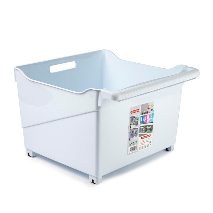 Plastic Forte - Cesta Organizadora con Ruedas Nº 5. Ideal Bajo Fregadero. Blanco