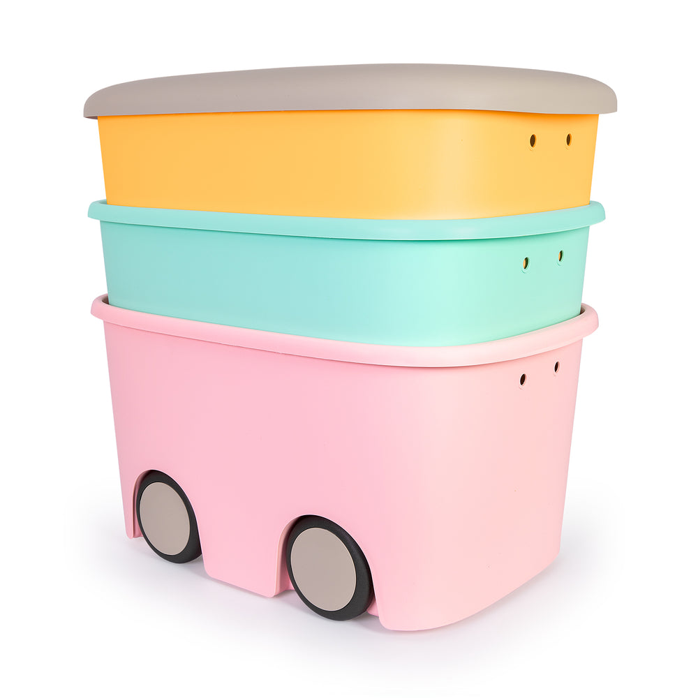 Plastiken Multibox Kids - Caja de Ordenación Multiusos Infantil 45L con Ruedas. Rosa