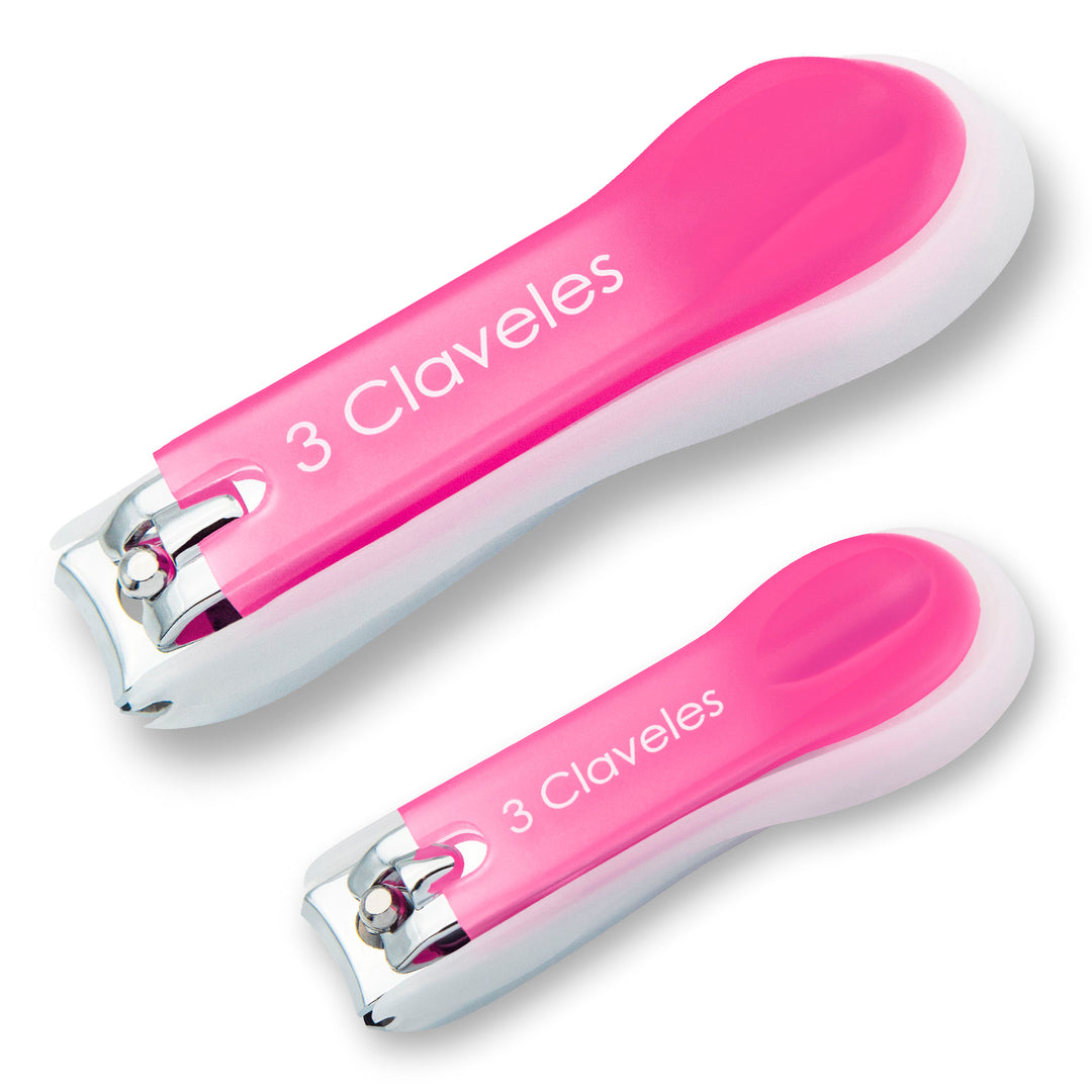 3 Clavales - Cortaúñas de 8 cm con Depósito Recogeuñas, Rosa