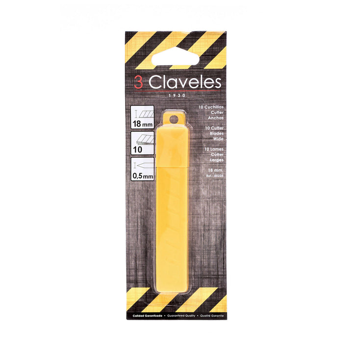 3 Claveles - Caja con 10 Cuchillas de Recambio para Cutters 18 mm