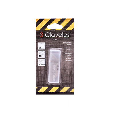 3 Claveles - Caja con 10 Cuchillas de Recambio para Cutters 60 mm