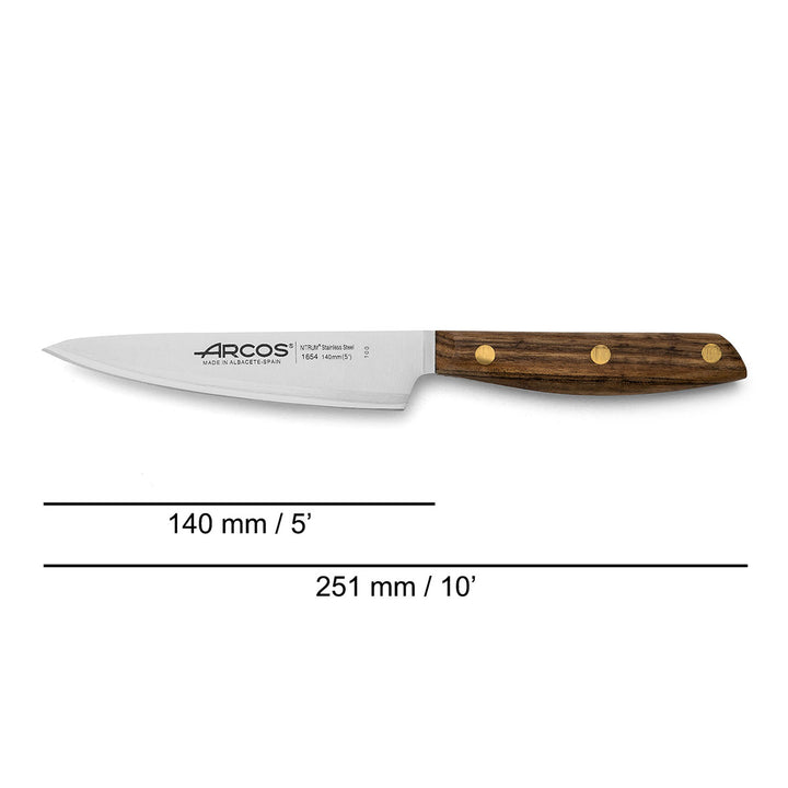 ARCOS Nórdika - Cuchillo Cocinero 14 cm Acero Inoxidable Nitrum. Mango de Ovengkol