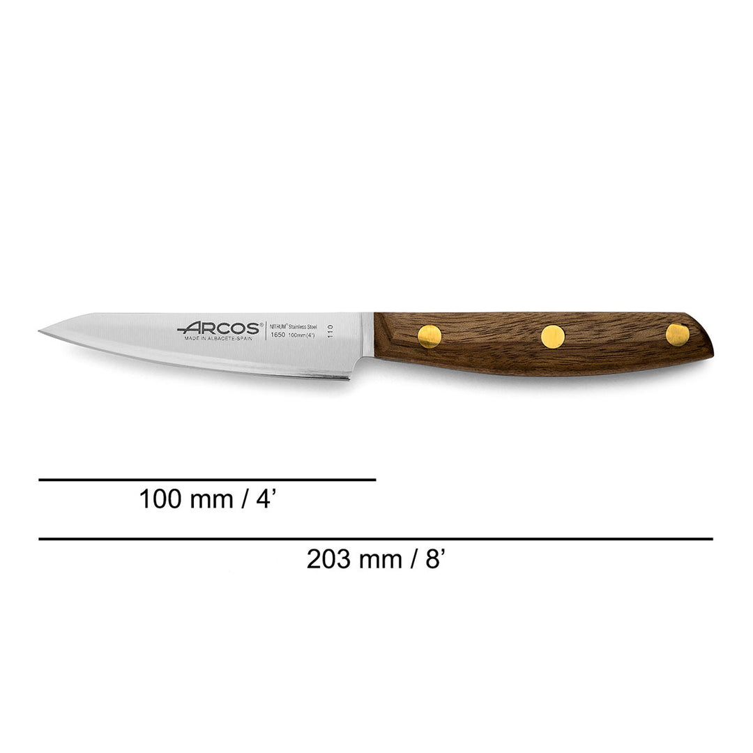 ARCOS Nórdika - Cuchillo Mondador 10 cm Acero Inoxidable Nitrum. Mango de Ovengkol