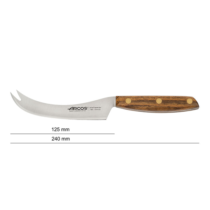 ARCOS Nórdika - Cuchillo Queso 12.5 cm Acero Inoxidable Nitrum. Mango de Ovengkol