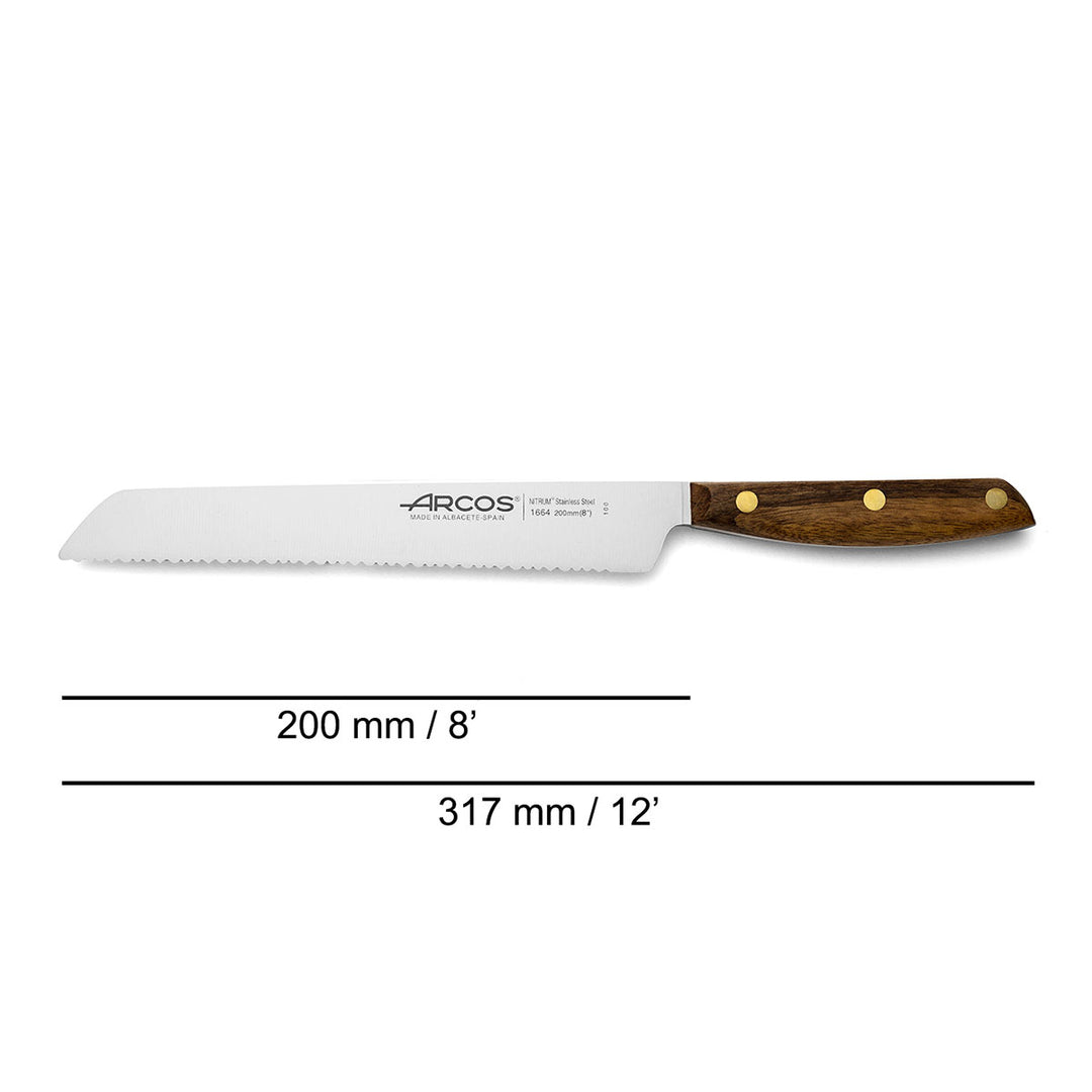 ARCOS Nórdika - Cuchillo Panero 20 cm Acero Inoxidable Nitrum. Mango de Ovengkol