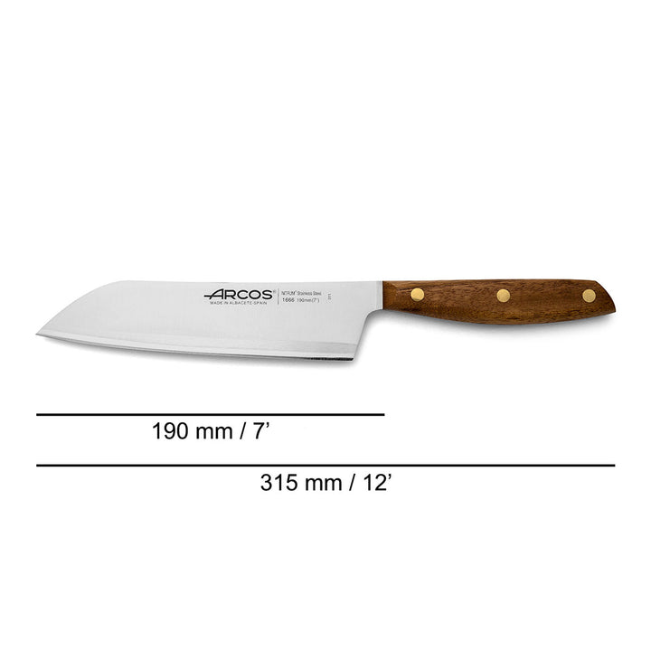 ARCOS Nórdika - Cuchillo Santoku 19 cm Acero Inoxidable Nitrum. Mango de Ovengkol