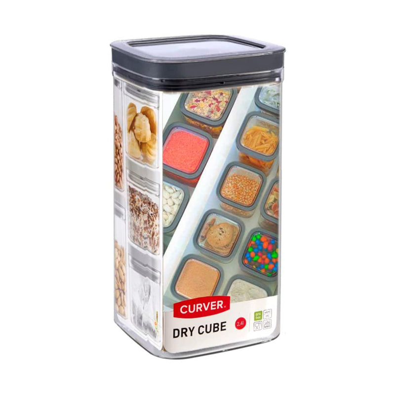 CURVER Dry Cube - Bote de Cocina con Tapa Apilable 2.3L para Almacenaje de Alimentos