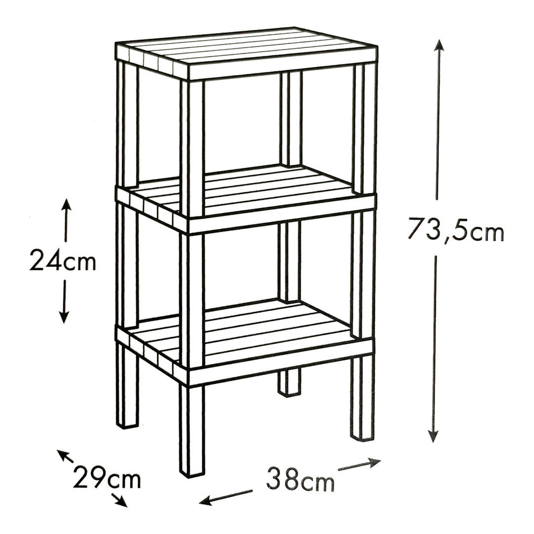 TATAY 4481216 - Estantería LOMBOK de Efecto Madera con 3 Alturas, Gris