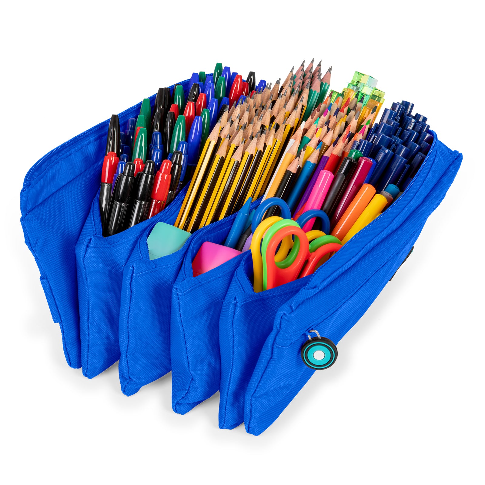 Grafoplás - Estuche Escolar Cuádruple de Alta Capacidad con Cuatro Cremalleras. Azul Oscuro
