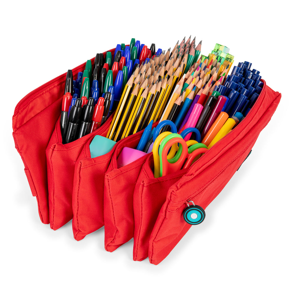 Grafoplás - Estuche Escolar Cuádruple de Alta Capacidad con Cuatro Cremalleras. Rojo